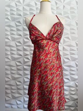 Oscar De La Renta Vintage Pink Label 2 Piece Red Satin Wrap Robe SZ M